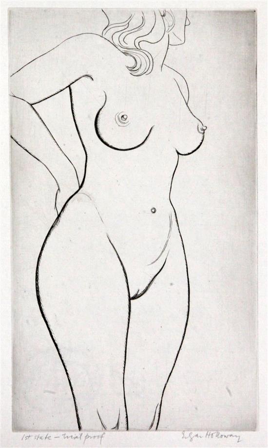 Edgar Holloway (1914-2008) Nude 1977, 230 x 135mm (5)